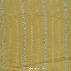 Yellow Color Muslin Embroidered Fabric