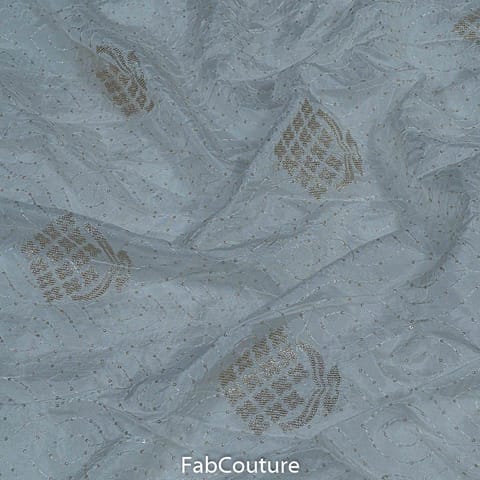 White Dyeable Upada Embroidered Fabric