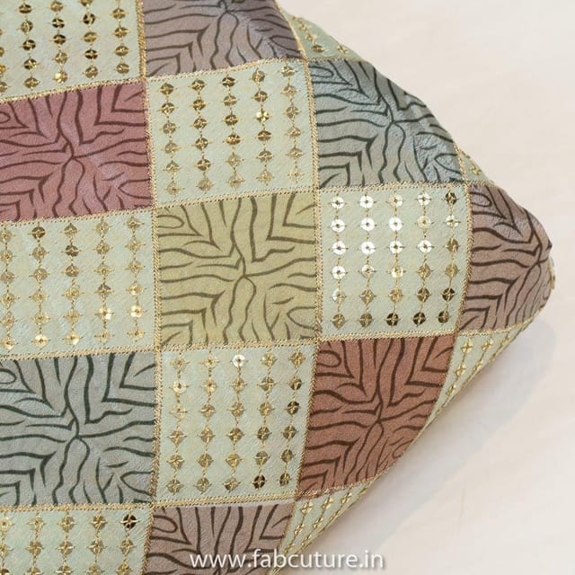 Chinon Chiffon Embroidery With Print fabric