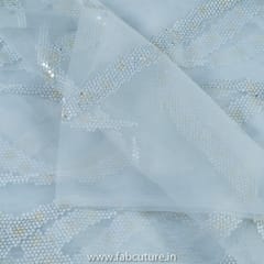 White Dyeble Net Embroidered Fabric