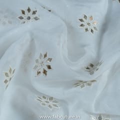 White Dyeble Viscose Organza Embroidered Fabric
