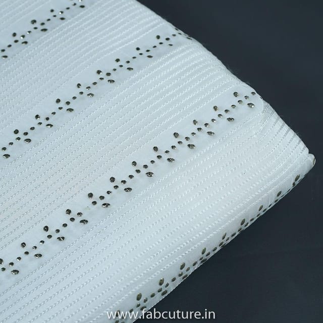 White Dyeble Uppada Embroidered Fabric