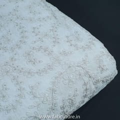 White Dyeble Chinon Chiffon Embroidered Fabric