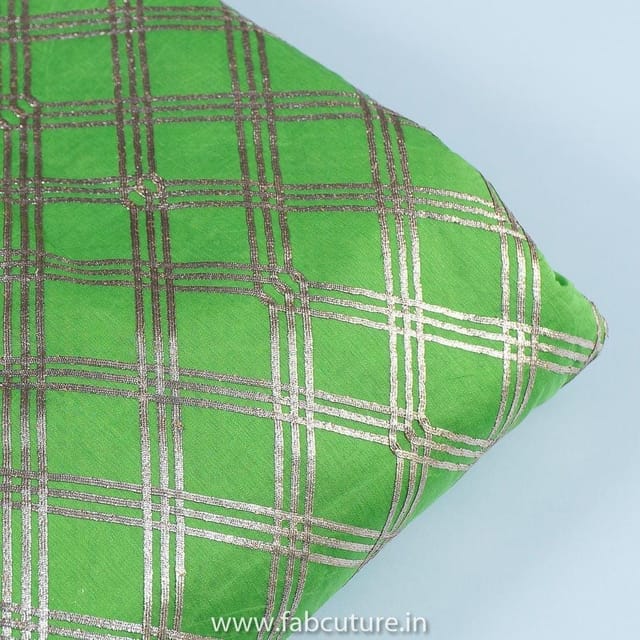 Green Color Chanderi Embroidered Fabric