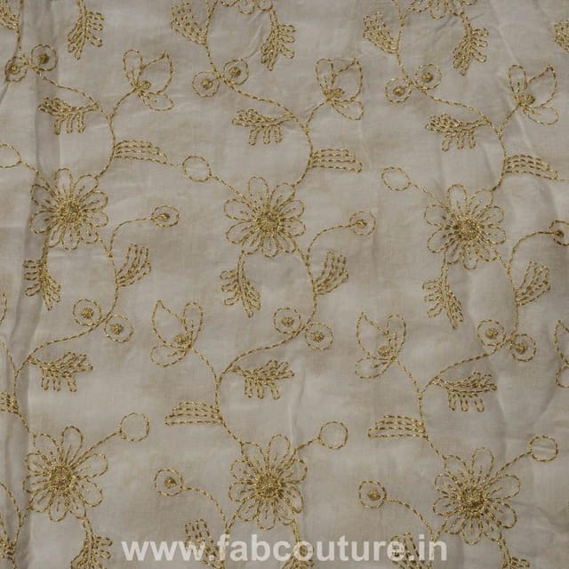 Muslin Cotton Thread Embroidery (90 CM Meter Cut Piece )