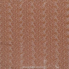 Beige Color Georgette Embroidered Fabric