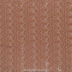 Beige Color Georgette Embroidered Fabric