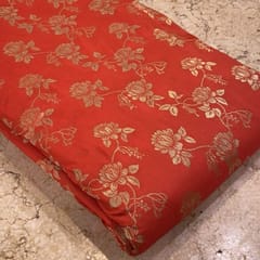 Dark Orange Coloured Jaal Jacquard Silk (1.8 Meter Cut Piece )