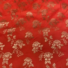 Dark Orange Coloured Jaal Jacquard Silk (1.8 Meter Cut Piece )