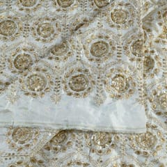 White Dyeable Upada Embroidered Fabric