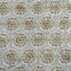 White Dyeable Upada Embroidered Fabric