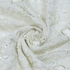 Georgette Sequins Thread Embroidered Fabric