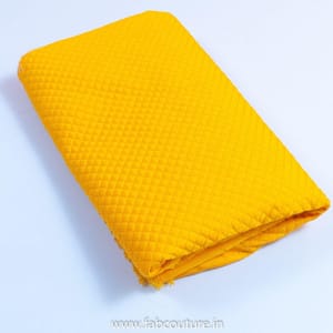 Yellow Polyster Raw Silk Quilted Fabric