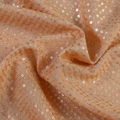 Peach Color Chinon Chiffon Sequins Embroidered Fabric