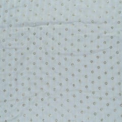 White Dyeable Chinon Chiffon Thread Embroidered Fabric
