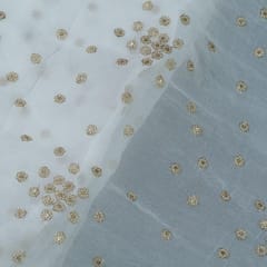 White Dyeable Georgette Sequins Embroidered Fabric