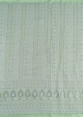 Mint Green Color Georgette Thread Embroidered Fabric