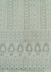 Lemon Color Georgette Thread Embroidered Fabric
