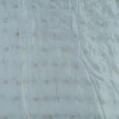 White Dyeable Chinon Chiffon Embroidered Fabric
