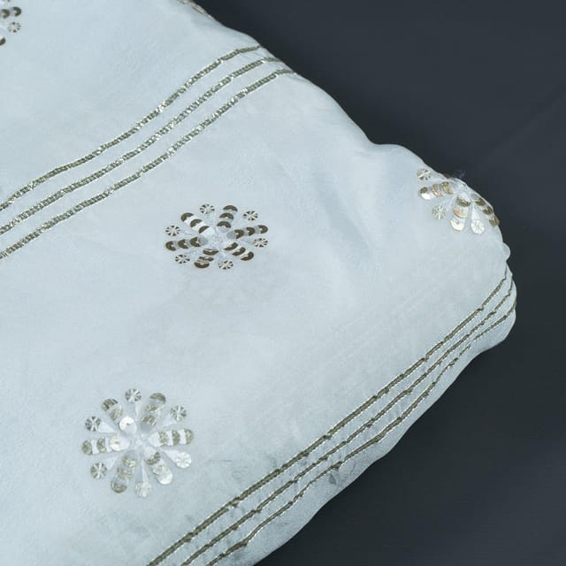 White Dyeable Chinon Chiffon Embroidered Fabric