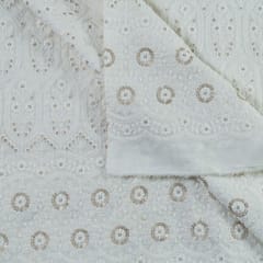 White Dyeable Muslin Thread Embroidered Fabric
