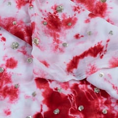 Tie And  Dye Georgette Embroidered Fabric