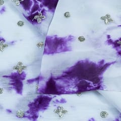 Tie And  Dye Georgette Embroidered Fabric