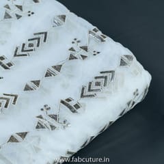 White Dyeble Viscose Organza Embroidered Fabric