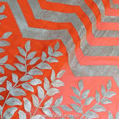 Orange Color Georgette Embroidered Fabric