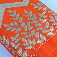 Orange Color Georgette Embroidered Fabric