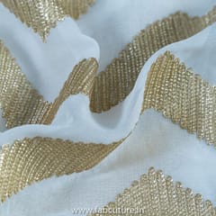 White Dyeble Georgette Embroidered Fabric