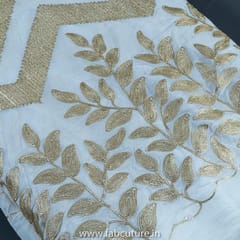 White Dyeble Georgette Embroidered Fabric