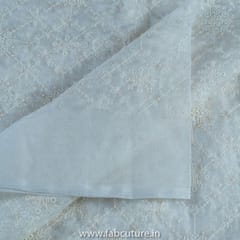 White Dyeble Organza Embroidered Fabric