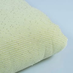 Lemon Color Georgette Thread With Sequins Embroidered Fabric