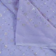 Mauve Color Georgette Embroidered Fabric