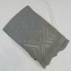 Gery Georgette Faux Mirror With Thread Embroidered Fabric