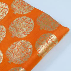 Orange Color Marigold Brocade fabric