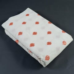 Orange Color Cotton Embroidered Fabric