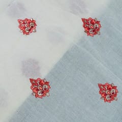 Red Color Cotton Embroidered Fabric