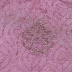 Mauve Color Upada Embroidered Fabric