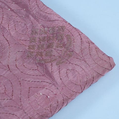 Mauve Color Upada Embroidered Fabric