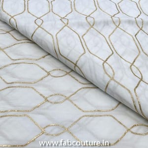 White Muslin Embroidery (1.4 Meter Cut Piece )