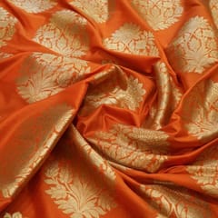 Orange Kimkhab Brocade fabric