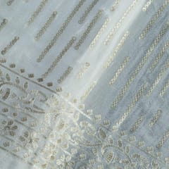 White Color Dyeable Chinon Chiffon Embroidered Fabric