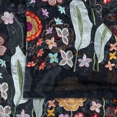 Black Color Organza Emboridery fabric