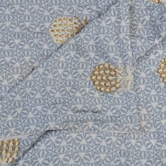 Sky Blue Color Muslin Print With Embroidered Fabric