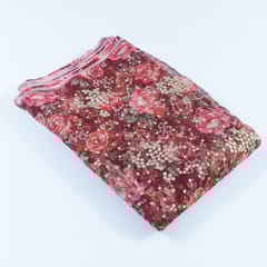 Red Color Printed Organza with Embroidered Fabric