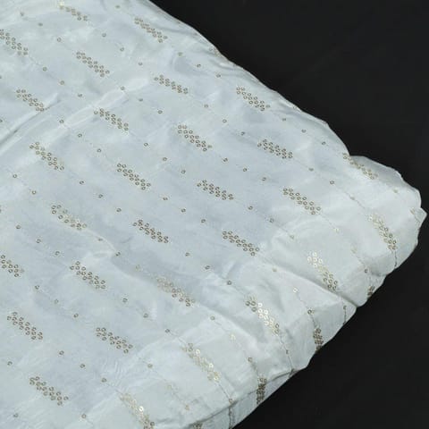 White Dyeable Upada Sequin Embroidered Fabric