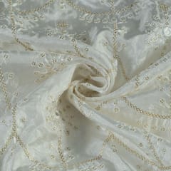 Uppada Silk Faux Mirror Embroidered Fabric