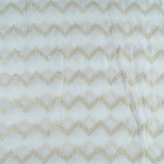 White Georgette Embroidered Fabric